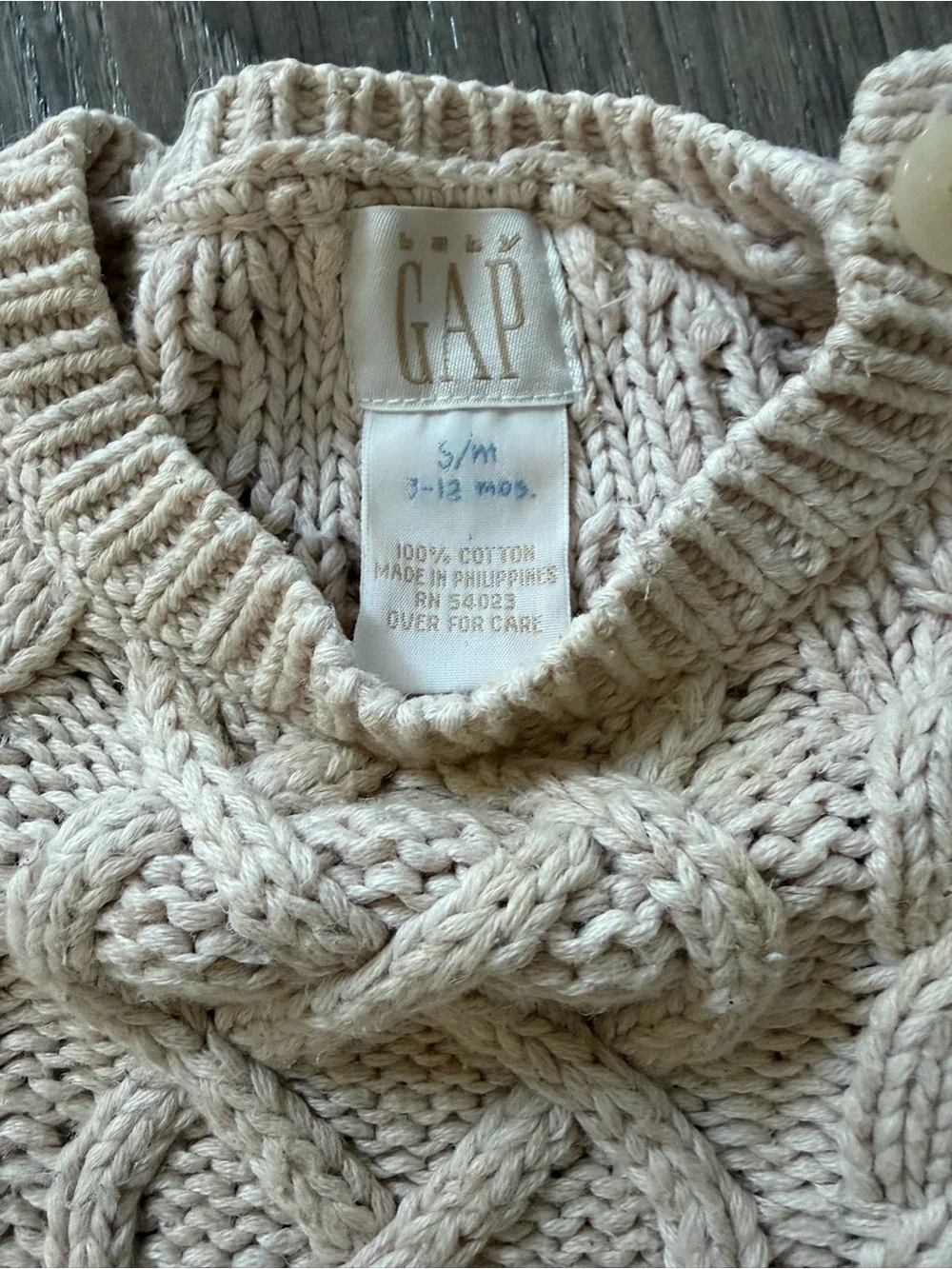Baby Gap Neutral Cream Cable Knit Baby Cotton Sweater